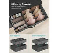 LEDREM Chest Of Drawers For Bedroom, 8 Fabric Drawers With Side Pockets, Drawer Dividers, Storage Organiser Unit For Living Room