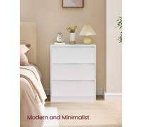 LEDREM Chest Of Drawers For Bedroom, Storage Organiser Unit With 3 Drawers, 40 X 60 X 75 Cm, Modern Style, Snow White