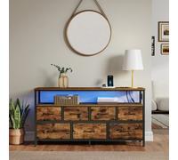 LEDREM Chest Of Drawers With App-Controlled Adjustable Led Lights, Dresser Unit With Charging Station, 1 Shelf, 7 Drawers