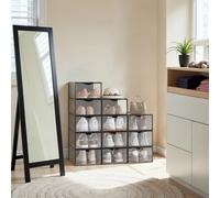 LEDREM Clear Shoe Boxes, Set Of 12 Shoe Storage Organsiers, Transparent, Easy Assembly, 33.2 X 23 X 14.5 Cm, For Shoes Up To Uk Size 9
