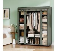 LEDREM Closet Wardrobe, Portable Closet For Bedroom, Clothes Rail With Fabric Cover, Clothes Storage Organizer