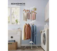 LEDREM Clothes Airer, Clothes Drying Rack With 6 Rotatable Arms For Hangers, 4-Leg Indoor Folding Laundry Rack, Stainless Steel