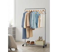 LEDREM Clothes Rack, Clothes Rail On Wheels, Metal Clothing Rail For Bedroom, 91 Cm Long Hanging Rail,2 Lockable Wheels,grey