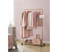 LEDREM Clothes Rack, Clothes Rail On Wheels, Metal Clothing Rail For Bedroom,gold