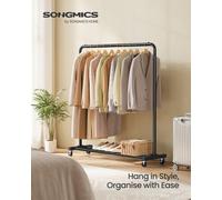 LEDREM Clothes Rack, Garment Rack On Wheels, Coat Rack, 2 Lockable Wheels, Bedroom, Holds Up To 50 Kg,ink Black