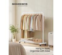 LEDREM Clothes Rack, Garment Rack On Wheels, Coat Rack, 2 Lockable Wheels, Bedroom, Holds Up To 50 Kg,matte White