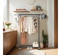 Ledrem Clothes Rack On Wheels, Heavy Duty Clothes Rail, 45 X (92-132) X 161.5 Cm, With Extendable Hanging Rail
