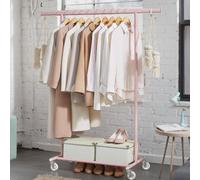 LEDREM Clothes Rack On Wheels, Heavy Duty Clothes Rail, 45 X (92-132) X 161.5 Cm, With Extendable Hanging Rail