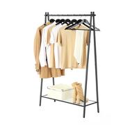 LEDREM Clothes Rack With Iron Structure, Garment Rack With Hanging Rail, Bottom Shelf, For Bedroom, Black