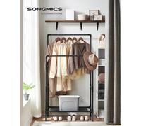 LEDREM Clothes Rail, Clothes Rack, Clothing Drying Rail, Metal Stand With 2 Hanging Rails And Storage Shelf, Max. Load 55 Kg