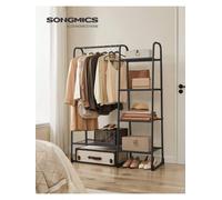 LEDREM Clothes Rail, Freestanding Clothes Rack, 5 Storage Shelves, Metal Frame, 40 X 101.7 X 153.3 Cm, Matte Black