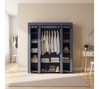 Ledrem Clothes Storage Organizer, Portable Closet Wardrobe, Clothes Rail With Fabric Cover, 150 X 45 X 175 Cm, Dark Blue