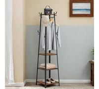 Ledrem Coat Rack, Coat Stand With 3 Shelves, Hall Tree Free Standing With Hooks, Steel Frame, For Entryway, Living Room