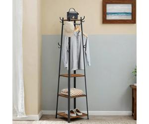 Ledrem Coat Rack, Coat Stand With 3 Shelves, Hall Tree Free Standing With Hooks, Steel Frame, For Entryway, Living Room
