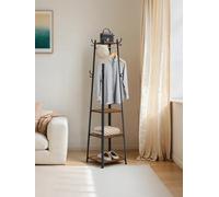 LEDREM Coat Rack, Coat Stand With 4 Shelves, Hall Tree Free Standing With Hooks, For Entryway, Living Room, Rustic Brown