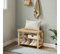 Ledrem Coat Rack Shoe Bench Set, Hall Tree With Bench, Multifunctional, 5 Double Metal Hooks, 3-Tier Bamboo Shoe Rack