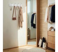 SONGMICS Wall Mounted Coat Rack, Coat Rack, Cloakroom with 4 Double Metal Hooks, Hallway, Hallway, Living Room, Bedroom, Hallway, Hallway, White LHR23WT