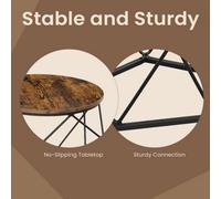 LEDREM Coffee Tables, Set Of 2 Side Tables, Robust Steel Frame, For Living Room, Bedroom, Rustic Brown And Black