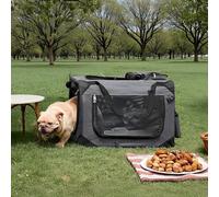 Ledrem Collapsible Dog Crate, Pet Carrier, Portable Soft Dog Crate, Oxford Fabric, Grey