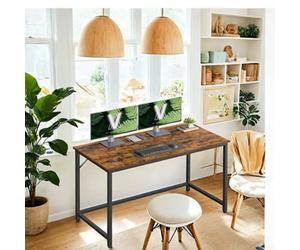 Ledrem Computer Desk, Home Office Desk, For Work Study, For Bedroom Dorm Small Spaces, Rustic Brown And Black