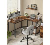 LEDREM Computer Desk, L-Shaped Corner Desk, 120 X 130 X 76 Cm, Gaming Desk, Workstation With 2 Storage Shelves For Home Office
