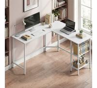 LEDREM Computer Desk, L-Shaped Corner Desk,workstation With 2 Storage Shelves For Home Office,maple White