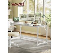 LEDREM Computer Desk, Office Desk, 160 X 60 X 76 Cm, For Study, Bedroom, Living Room, Maple White And Pearl White