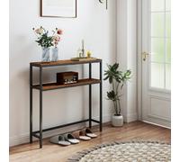 LEDREM Console Table, 2-Tier Sofa Table, 20 X 80 X 80 Cm, Narrow Entryway Table, For Living Room, Bedroom
