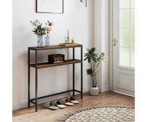 LEDREM Console Table, 2-Tier Sofa Table, 20 X 80 X 80 Cm, Narrow Entryway Table, For Living Room, Bedroom