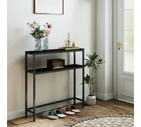 LEDREM Console Table For Hallway, 2-Tier Slim Sofa Table, 20 X 80 X 80 Cm, Hallway Table With 2 Shelves, For Living Room, Bedroom