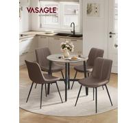 LEDREM Dining Table, Round Kitchen Table, For Living Room, Office, 80 X 75 Cm (Diameter X Height), Heather Greige And Ink Black