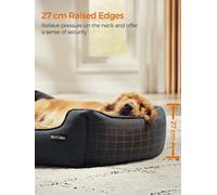 Feandrea Dog Bed, Linen-Look Pet Bed, Dog Sofa Bed with Raised Edges, Non-Slip Bottom, Removable Washable Cover, XL, for Large Dogs, 110 x 75 x 27 cm, Dark Grey PGW012G01