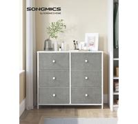 LEDREM "dresser, 6-Drawer Fabric Storage Unit, Metal Frame, For Bedroom, Hallway, Grey And White "