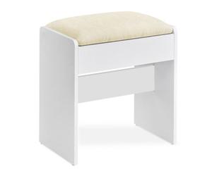 Ledrem Dressing Table Stool, Velvet Footrest, Upholstered Makeup Stool, Anti-Slip Pads, For Dressing Room, Bedroom, White