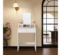 Ledrem Dressing Table With Mirror And 2 Drawers, Bedroom Makeup Desk With Storage, 60 X 40 X 127 Cm, White
