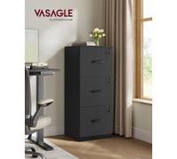 LEDREM File Cabinet, Filing Cabinet For Home Office, Printer Stand, With 3 Lockable Drawers, Adjustable Hanging Rails,