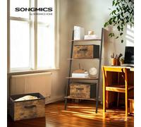 LEDREM Foldable Storage Boxes With Lids And Handles, Fabric Storage Bins For Clothes And Household Items, Set Of 3, Brown
