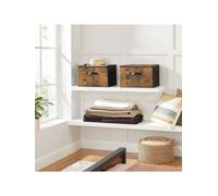LEDREM Foldable Storage Organiser Boxes, Set Of 3 Storage Basket Bins With Lids, Handles, Clothes Organiser, 40 X 30 X 25 Cm