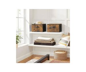 LEDREM Foldable Storage Organiser Boxes, Set Of 3 Storage Basket Bins With Lids, Handles, Clothes Organiser, 40 X 30 X 25 Cm