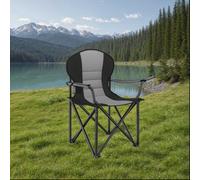 LEDREM Folding Camping Chair, With Comfortable Sponge Seat, Cup Holder, Heavy Duty Structure, Grey And Black