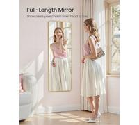 LEDREM Full Length Hanging Mirror, 120 X 40 Cm, Rectangular Full Body Mirror, Over The Door Or Wall Mounted Mirror, Pale Gold