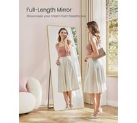 LEDREM Full Length Mirror, 165 X 60 Cm, Rectangle Full Body Mirror With Stand, Aluminium Alloy Frame Floor Mirror, Tempered Glass