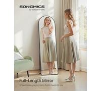 LEDREM Full Length Mirror, Arched Full Body Floor Mirror With Stand, Aluminium Alloy Frame, Tempered Glass, For Bedroom, Matte Black