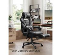 LEDREM Gaming Chair With Footrest, Ergonomic Office Computer Desk Chair With Lumbar Support And Headrest, Height Adjustable