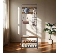 Ledrem Hall Tree With Bench And Shoe Storage, Entryway Bench With Coat Rack Stand And Shoe Rack, 9 Movable Hooks, Bedroom