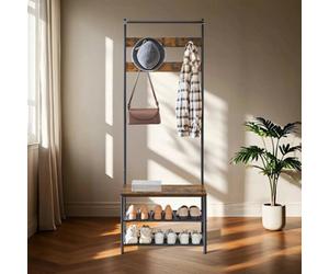 Ledrem Hall Tree With Bench And Shoe Storage, Entryway Bench With Coat Rack Stand And Shoe Rack, 9 Movable Hooks, Bedroom