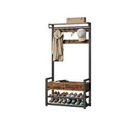 LEDREM Hall Tree With Bench And Shoe Storage, Hallway Coat Rack With Shoe Bench, 2 Fabric Drawers, 10 Hooks, 30 X 80.4 X 181.6 Cm