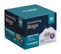 LEDREM Heavy-Duty Bin Bags, Drawstring Rubbish Bags For 13-Gallon (50 L) Kitchen Bins, Pre-Separated, Quick-Dispense Box