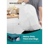 LEDREM Heavy-Duty Bin Bags, Drawstring Rubbish Bags For 13-Gallon (50 L) Kitchen Bins, Pre-Separated, Quick-Dispense Box