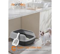LEDREM High Sided Cat Litter Tray, Xl Open Top Litter Box With Scoop, For Kittens,